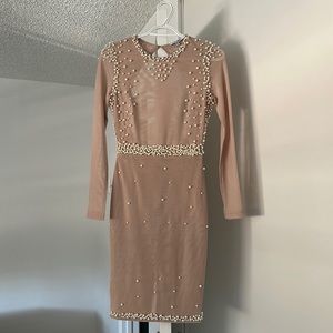 Mesh Pearl Midi Bodycon Dress